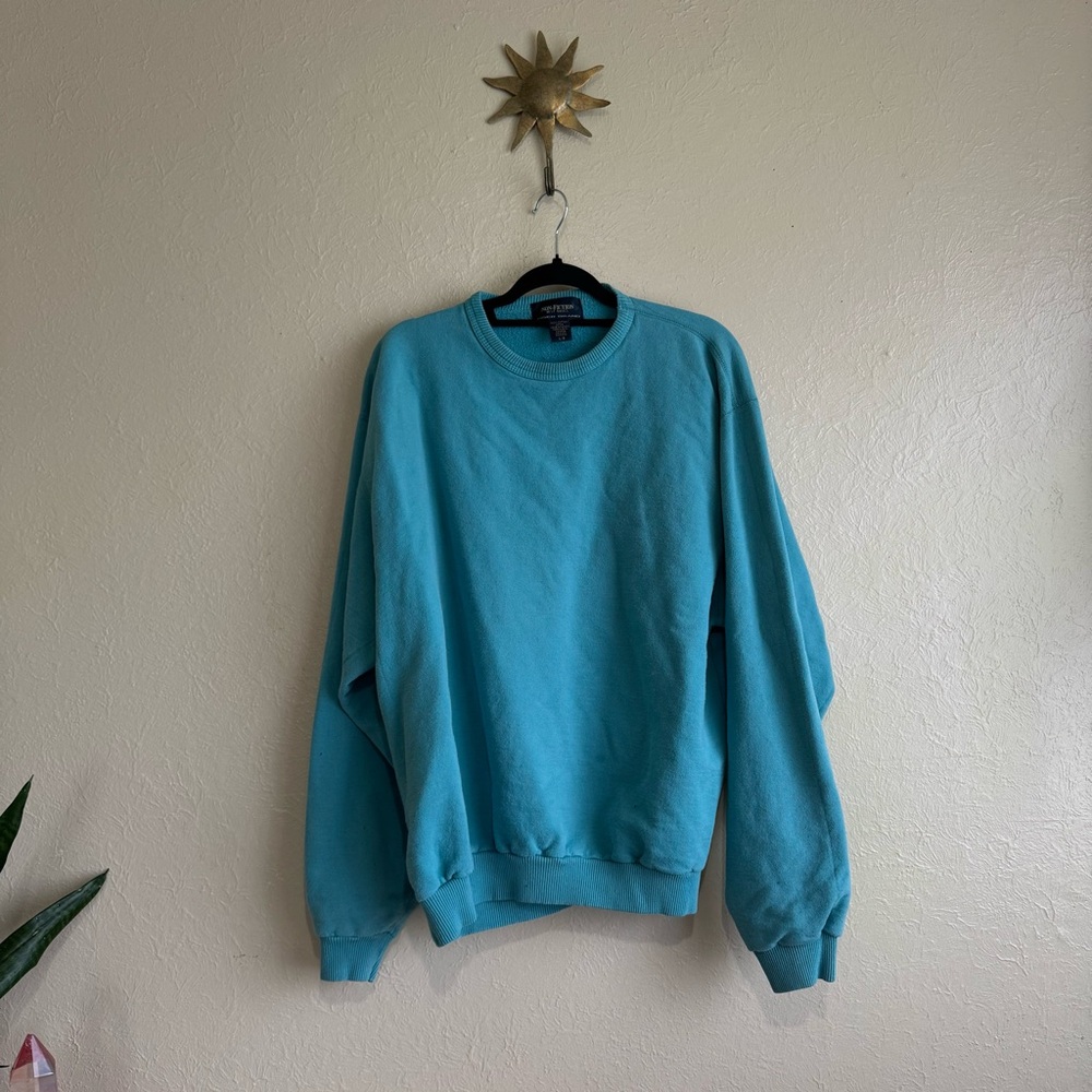 Vintage 90's Non-Fiction Best Basics Tiger Brand Teal pullover sweatshirt